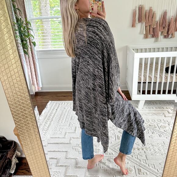 Maruca Novelo Open Front Kimono Duster Cardigan Heathered Black - Picture 4 of 7